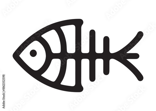 fish bone logo silhouette vector illustration, fish skeleton logo icon silhouette, fishbone silhouette swimming vector illustration, skeleton of fish vector silhouette logo design on white background