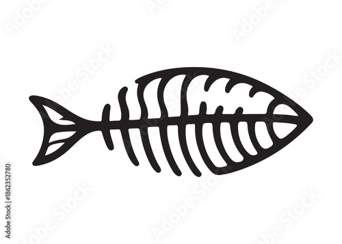 fish bone logo silhouette vector illustration, fish skeleton logo icon silhouette, fishbone silhouette swimming vector illustration, skeleton of fish vector silhouette logo design on white background