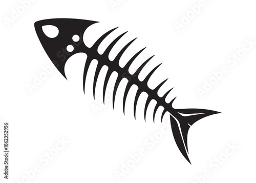 fish bone logo silhouette vector illustration, fish skeleton logo icon silhouette, fishbone silhouette swimming vector illustration, skeleton of fish vector silhouette logo design on white background