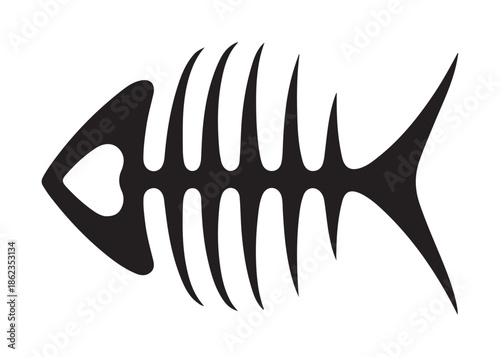 fish bone logo silhouette vector illustration, fish skeleton logo icon silhouette, fishbone silhouette swimming vector illustration, skeleton of fish vector silhouette logo design on white background