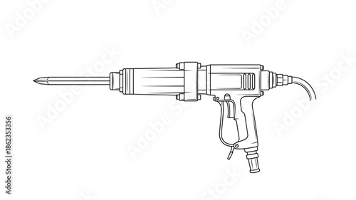 Linear sketch of a power drill a handheld tool used for drilling and fastening
