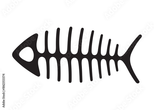 fish bone logo silhouette vector illustration, fish skeleton logo icon silhouette, fishbone silhouette swimming vector illustration, skeleton of fish vector silhouette logo design on white background