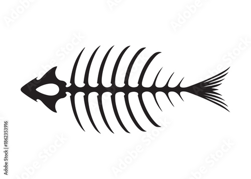fish bone logo silhouette vector illustration, fish skeleton logo icon silhouette, fishbone silhouette swimming vector illustration, skeleton of fish vector silhouette logo design on white background
