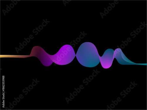 Vibrant multicolor gradient wave on black background with smooth curves