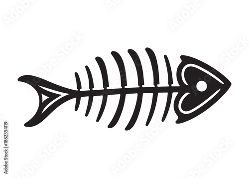 fish bone logo silhouette vector illustration, fish skeleton logo icon silhouette, fishbone silhouette swimming vector illustration, skeleton of fish vector silhouette logo design on white background