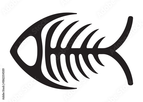 fish bone logo silhouette vector illustration, fish skeleton logo icon silhouette, fishbone silhouette swimming vector illustration, skeleton of fish vector silhouette logo design on white background