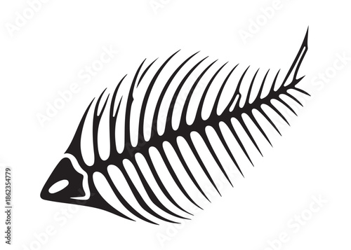 fish bone logo silhouette vector illustration, fish skeleton logo icon silhouette, fishbone silhouette swimming vector illustration, skeleton of fish vector silhouette logo design on white background