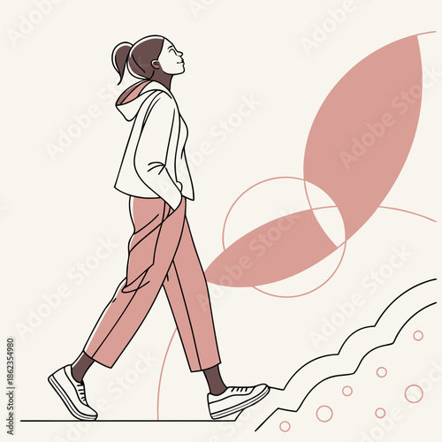 Confident woman walking with modern style and poise