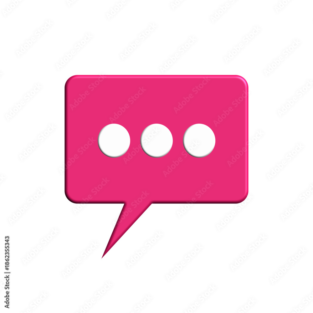 Fototapeta premium 3d chat bubble, speech bubble icon. 3d pink chat icon, message speech symbol vector logo.