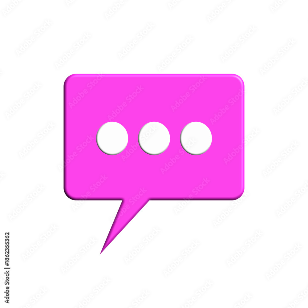 Fototapeta premium 3d chat bubble, speech bubble icon. 3d pink chat icon, message speech symbol vector logo.