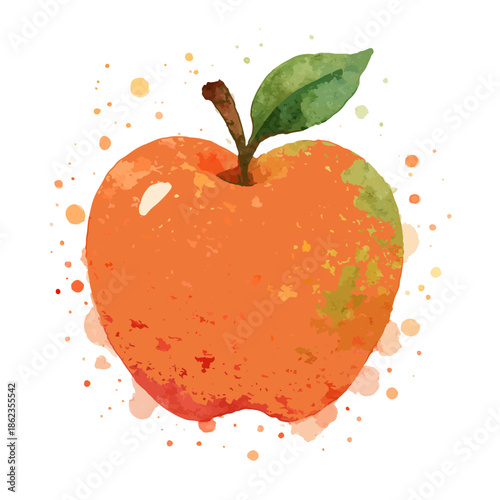 Watercolor splash style fruit icon: loose, blended edges simulating watercolor, vectorized