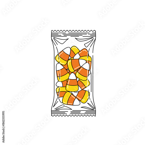 candied corn in a package. Vector illustration