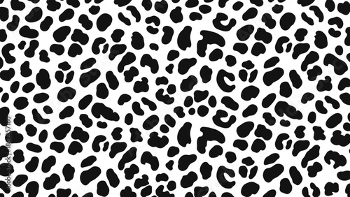 Black and white seamless pattern featuring a leopard print design, creating a wild and exotic aesthetic.