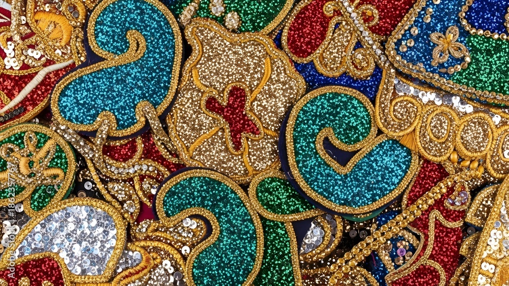 Fototapeta premium A vibrant and colorful Brazilian Carnaval costume with intricate glittery designs and patterns