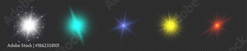 Set of light effects of lens flares