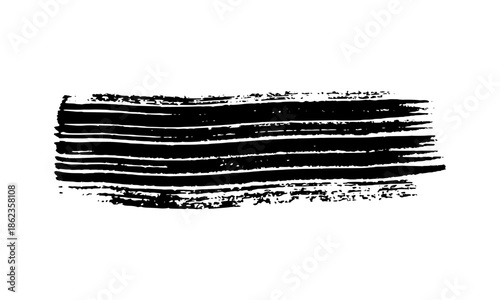 Black brush stroke on white background