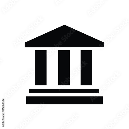 Bank building icon, government courthouse or university architecture silhouette vector illustration"