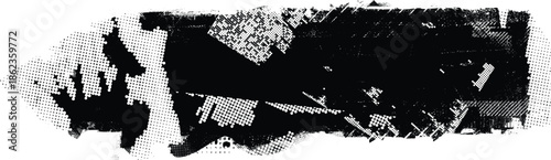 Glitch distorted grange shape . Noise grungy logo . Trendy defect error shapes . Glitched frame .Grunge textured . Distressed effect .Vector shapes
