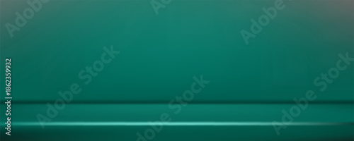 Dark green studio room. Limbo abstract background. 3d backdrop for product presentation. Minimal wall scene. Showcase, promotion display. Vector stage mockup illustration