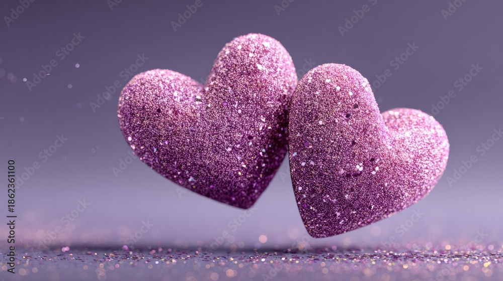 Fototapeta premium Two pink heart. Valentines Day. 