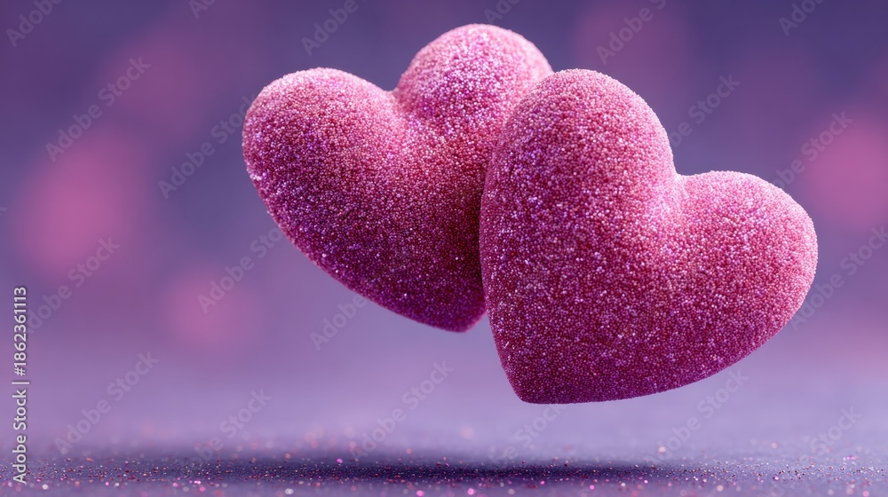 Obraz premium Two pink heart. Valentines Day.