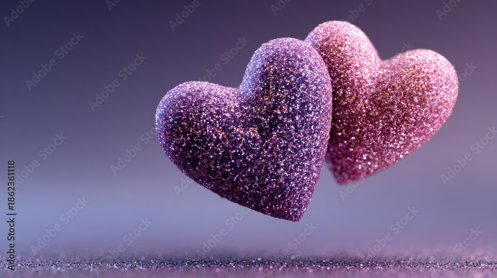 Fototapeta premium Two pink heart. Valentines Day. 
