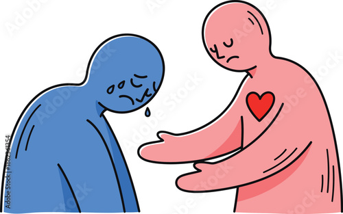 Compassionate person comforting a sad individual with empathy