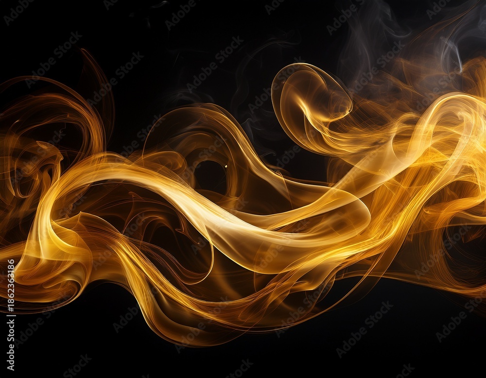 Fototapeta premium golden haze an evocative and eye catching scene of swirling golden smoke against a dark backdrop capturing the mysterious dreamlike quality