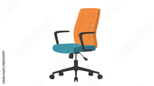 Office Chair Illustration: Modern Ergonomic Design with Lumbar Support and Adjustable
