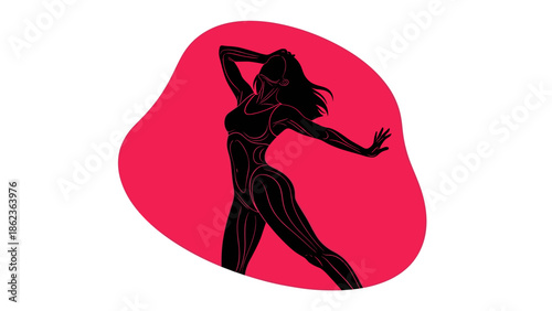 Silhouette Figure in Recline: Graceful Form Against a Vibrant Backdrop