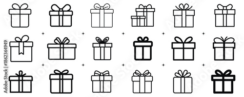 set of gift box outline