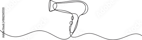 One line continuous hairdryer hairdresser symbol concept, Hair Dryer continuous line art, one line Art icon drawing