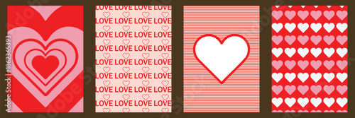 Valentines day Romantic set vector pattern backgrounds. heart themed patterns and backgrounds ideal for love notes and design projects