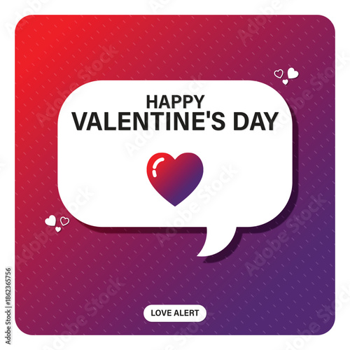 A romantic red heart vector illustration and pink paper greeting card design for a happy Valentine's Day celebration holiday gift banner