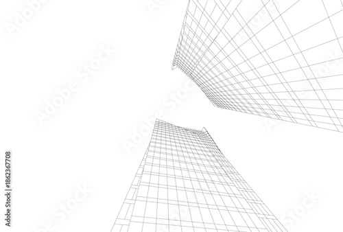 Abstract buildings architectural 3d drawing 