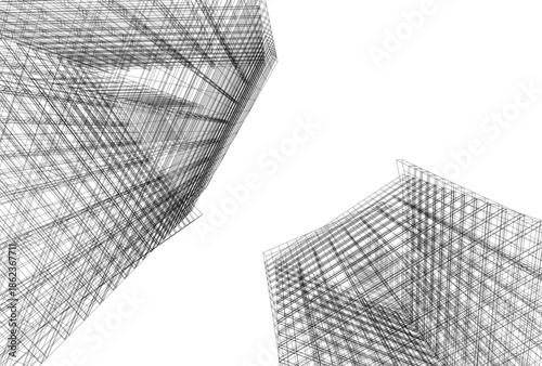 Abstract buildings architectural 3d drawing 