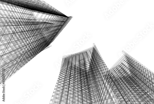 Abstract buildings architectural 3d drawing 