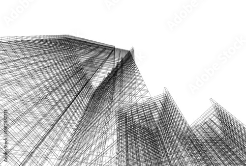Abstract buildings architectural 3d drawing 