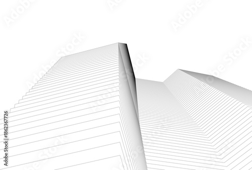 Abstract buildings architectural 3d drawing 