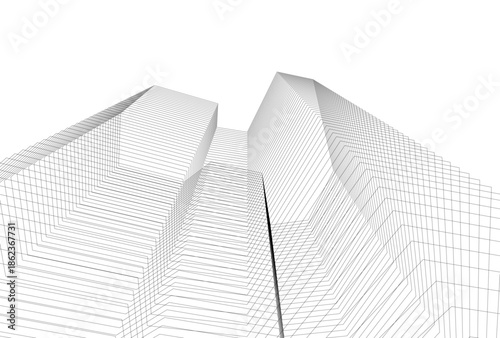 Abstract buildings architectural 3d drawing 
