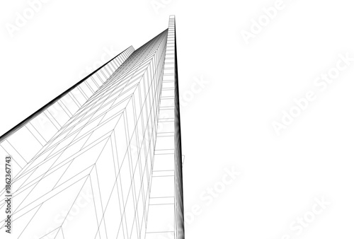 Abstract buildings architectural 3d drawing 