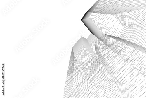 Abstract buildings architectural 3d drawing 