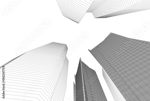 Abstract buildings architectural 3d drawing 