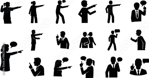 Collection of business people in various poses and gestures
