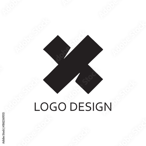 simple black letter x for logo design