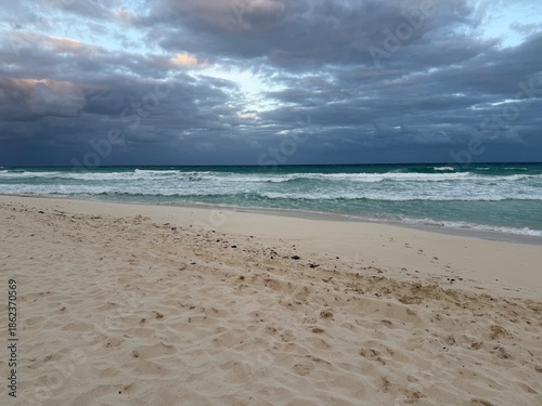 Atmospheric seascape with layered clouds