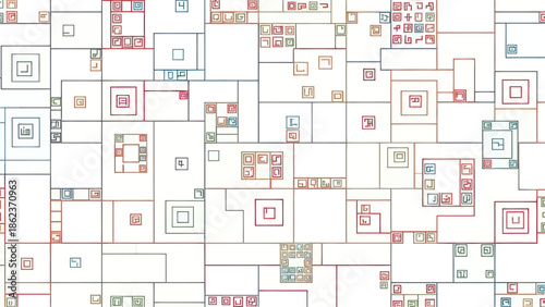 Geometric Pattern Background with Squares and Abstract Motifs