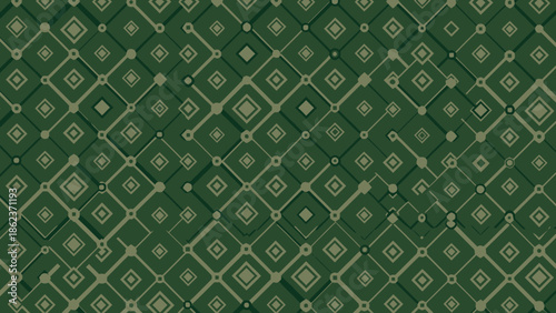Geometric Pattern Seamless Background, Green Diamond Shapes, Abstract Digital Art