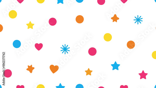 Wallpaper Mural Colorful Confetti Pattern: Dots, Stars, Hearts, Snowflakes on White Background Torontodigital.ca