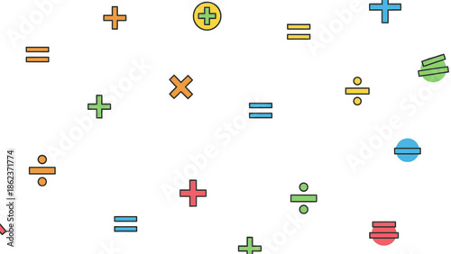 Colorful Math Symbols Seamless Pattern Background
